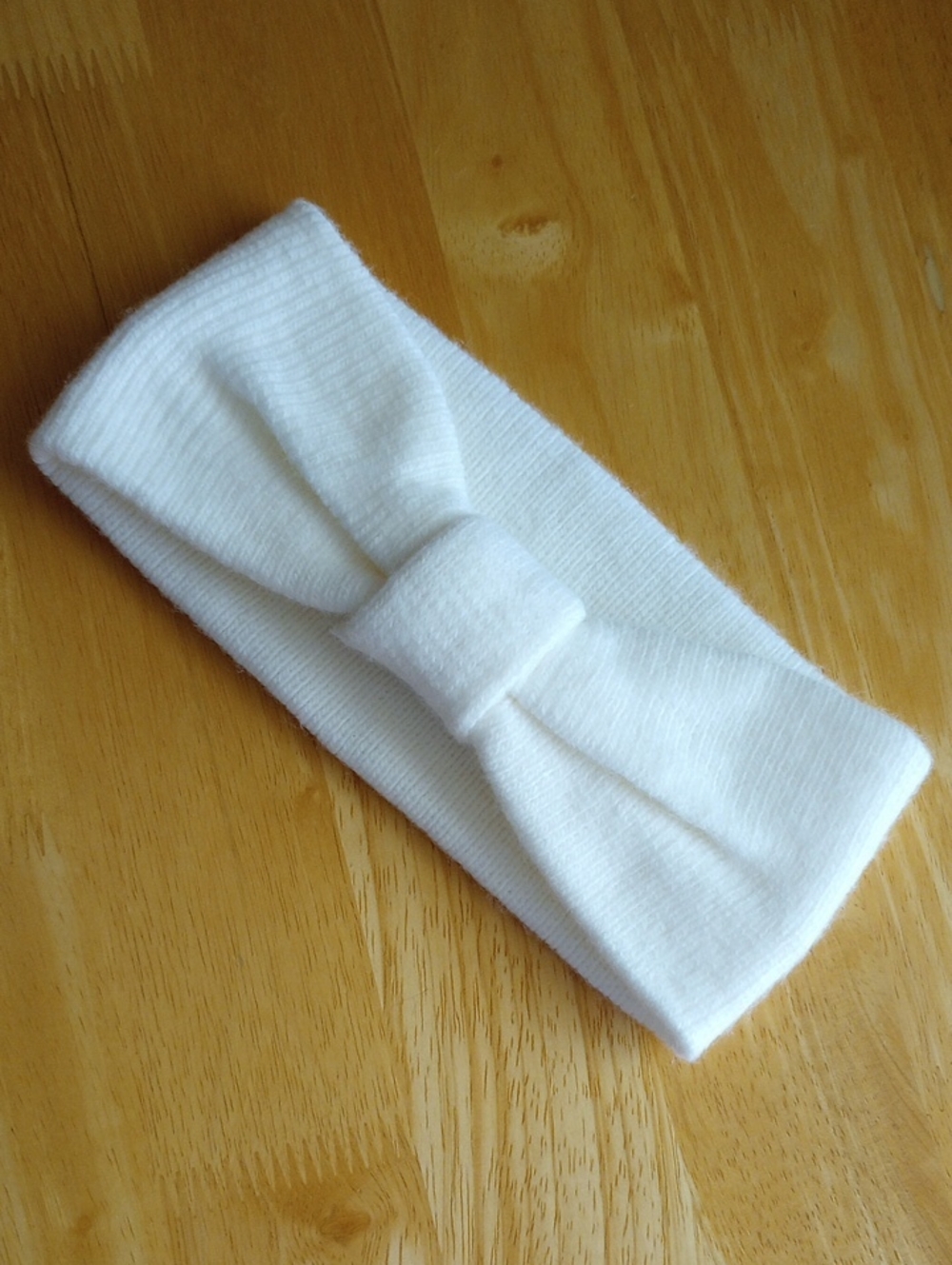 Soft Ivory Cream Bow Stretchy Knit Headband